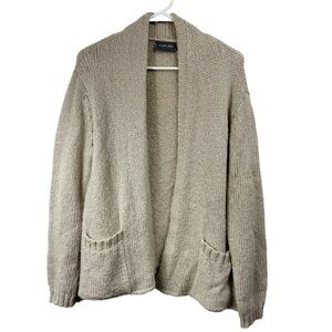 Wooden Ships Size S/M Open Front Cardigan Sweater Mohair Blend Lightweight Beige
